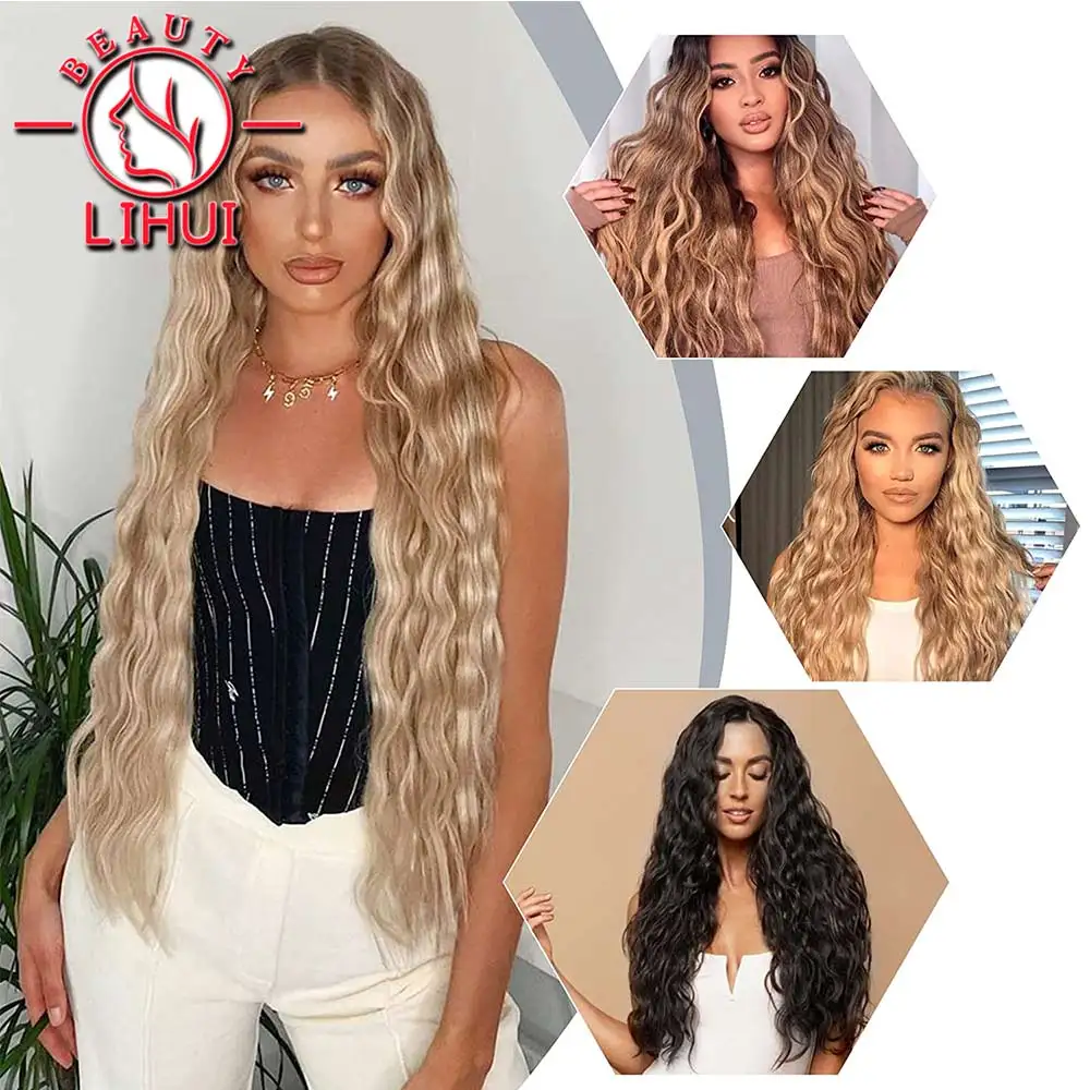 Long Curl Wave Clip In Hair Extensions 6Pcs/Set 16 Clips High Tempreture Synthetic Hairpiece Clip In Hair Extensions 24Inch