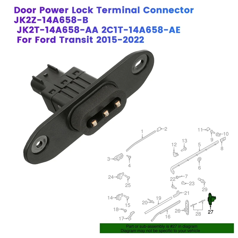 Car Door Power Lock Terminal Connector JK2Z-14A658-B JK2T-14A658-AA for Ford Transit 2015-2022 JK2Z14A658 2C1T-14A658-AE