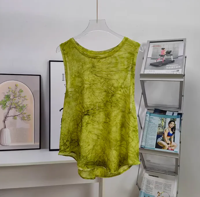 Quick drying loose running fitness top sleeveless outer mesh vest T-shirt