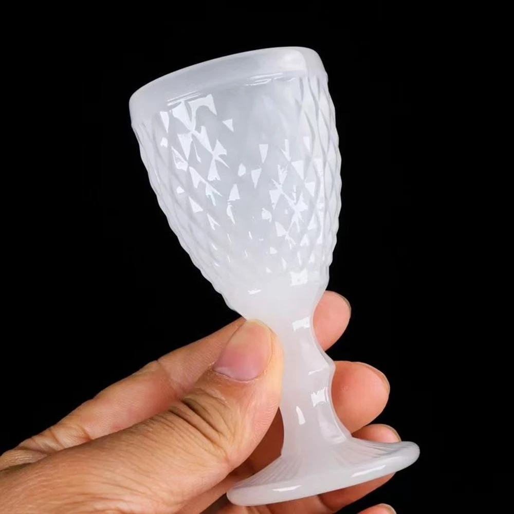 Vintage glazed jade wine glass, Household small liquor glass, Natural ore goblet Sake glass, Health wine set for home,  50ml