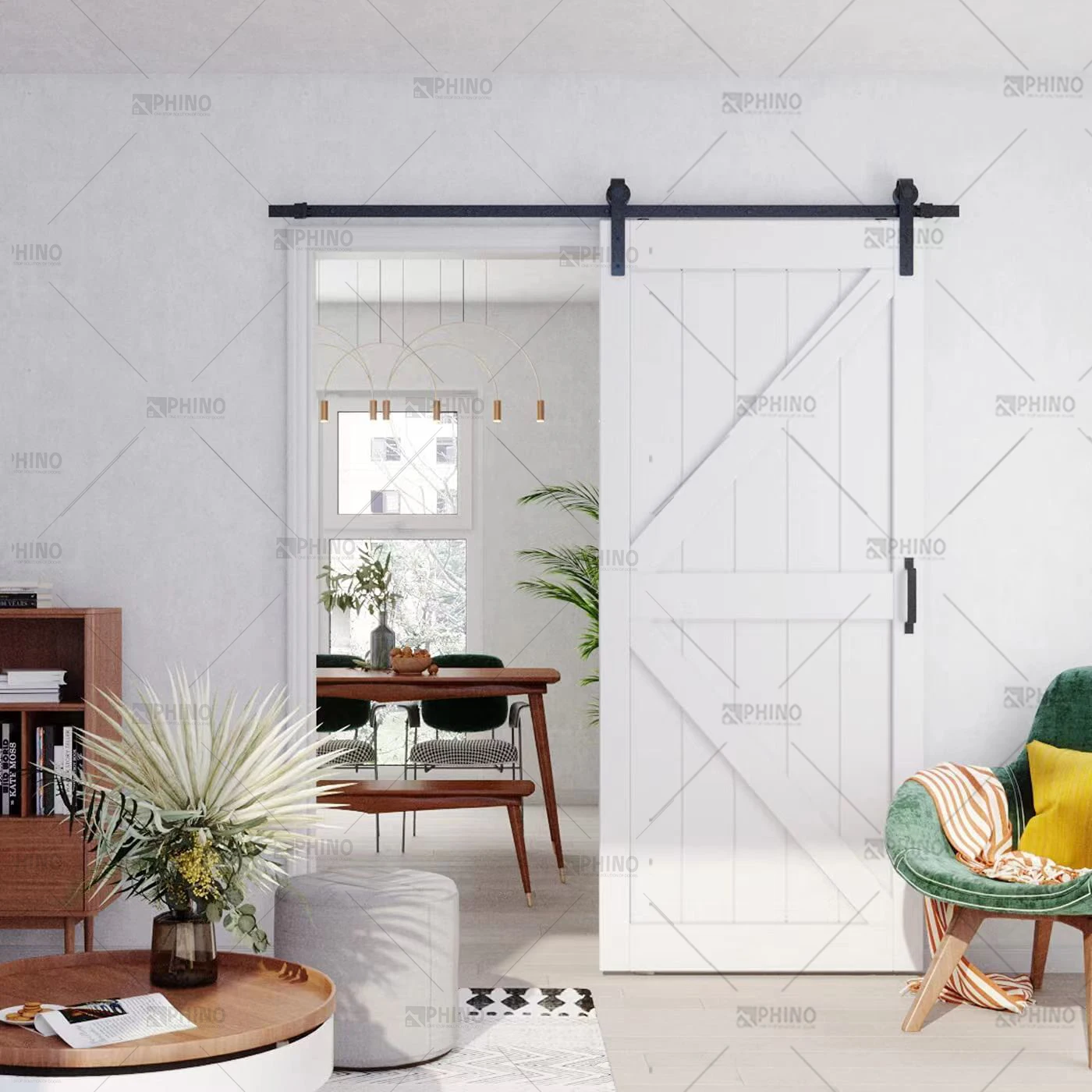 American Interior Sitting Room Door Sliding Floor Guide Adjustable Roller Wooden Barn Doors