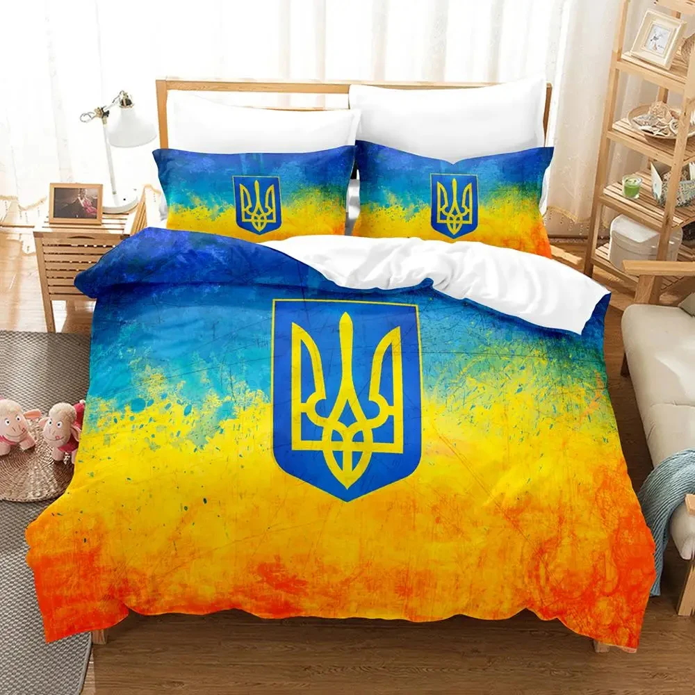 

3D Print Ukrainian Flag UKRAINE Bedding Set Duvet Cover Bed Set Quilt Cover Pillowcase Comforter king Queen Size Boys Adult