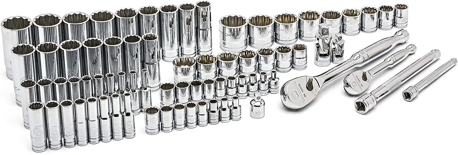 76 Pc. 1/4" & 3/8" Drive 12 Pt. Standard & Deep Mechanics Tool Set, SAE/Metric - 80948