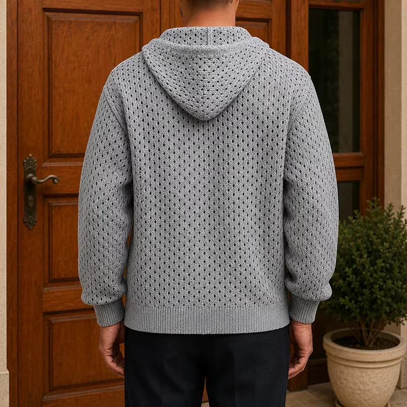 Men's Hollow Out Design Hooded - Men'S Fashion Zip Sweater recension och pris