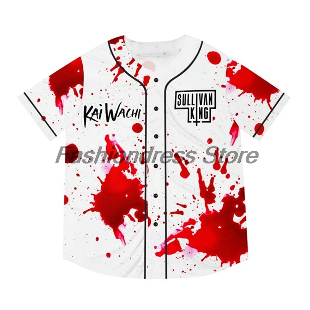 Excision Sullivan King Kai Wachi Merch Baseball Jersey V-Neck Short Sleeve Button-up Shirts Women Men Streetwear Tops