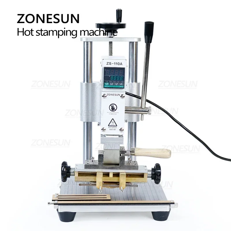 ZONESUN ZS-110A Manuelle Stempelmaschine Wärme-Upgrade Digitaldruck anpassbare Bronzing Leder Messing Kupferform Mental