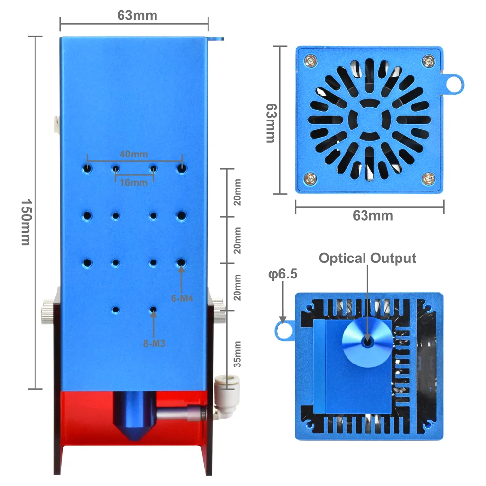 Cabezal láser de potencia óptica de alta potencia para enrutador CNC, máquina de corte de grabado láser TTL, módulo grabador de luz azul, herramientas de madera, 22W