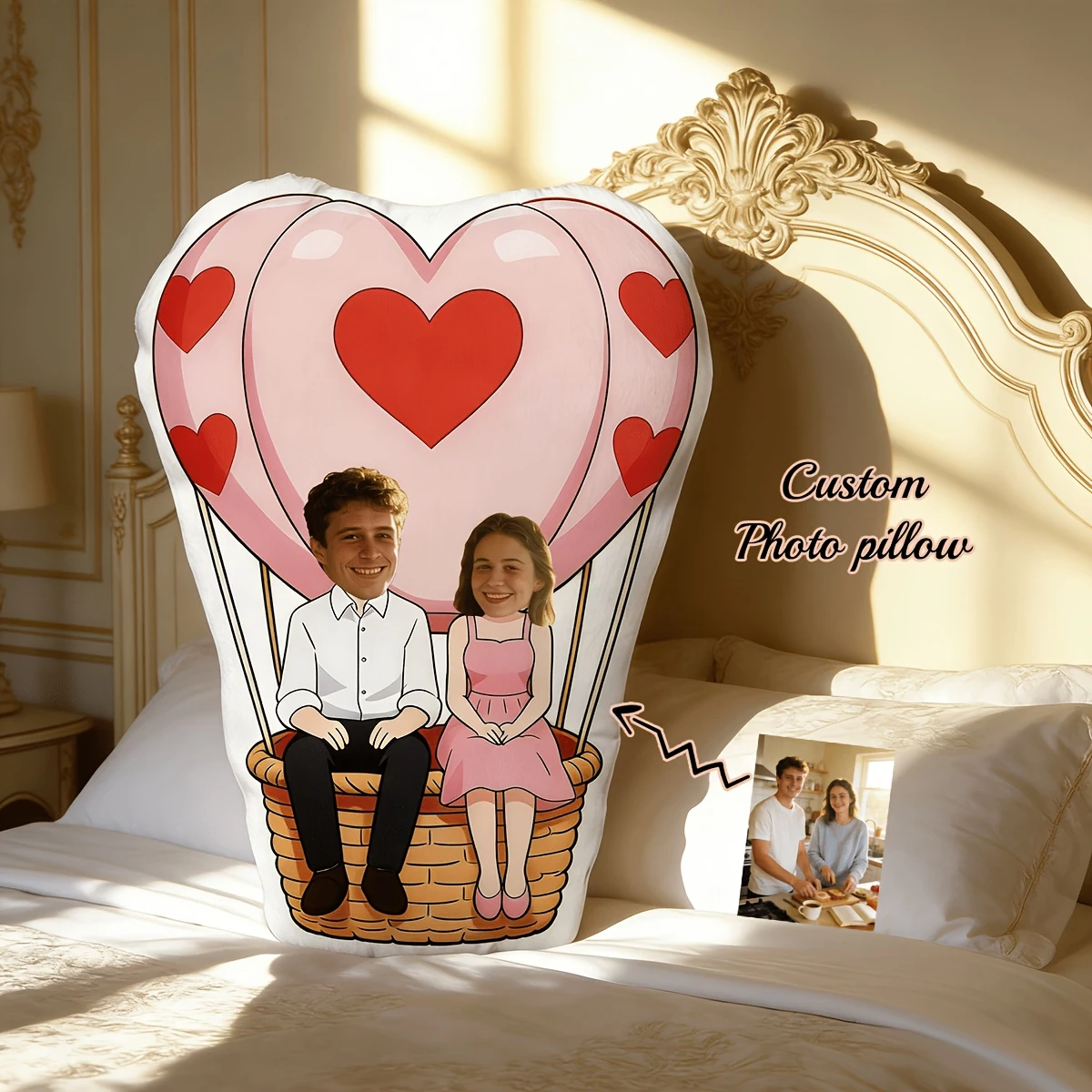 Customize a Couple'S Hot Air Balloon Pillow for Two, Upload Your Photo Or Someone Else'S for Personalization. It'S The Perfect G