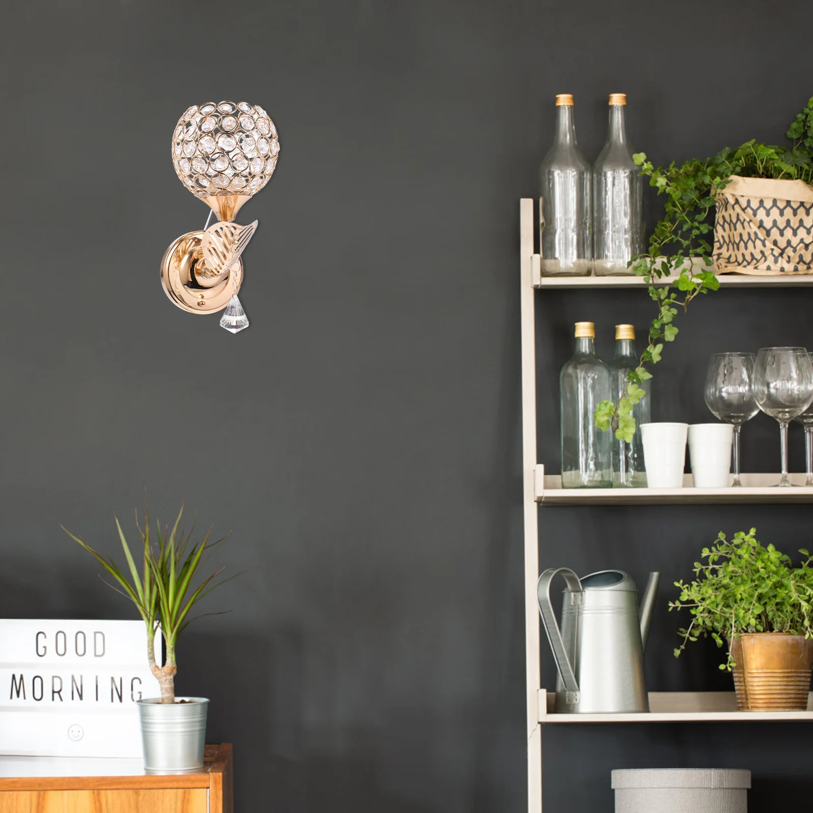 

Crystal Wall Sconce Light Fixture Durable Chic Room Bedroom Hallway Home Decor Hanging Bell Gift