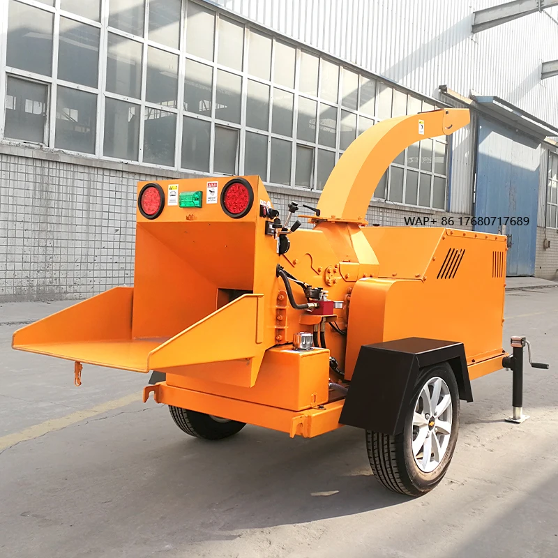 High Safety Steel Hydraulic Feed 120HP Wood Crusher Mobile Trailer Wood Chipper for Tree Pruning and Care