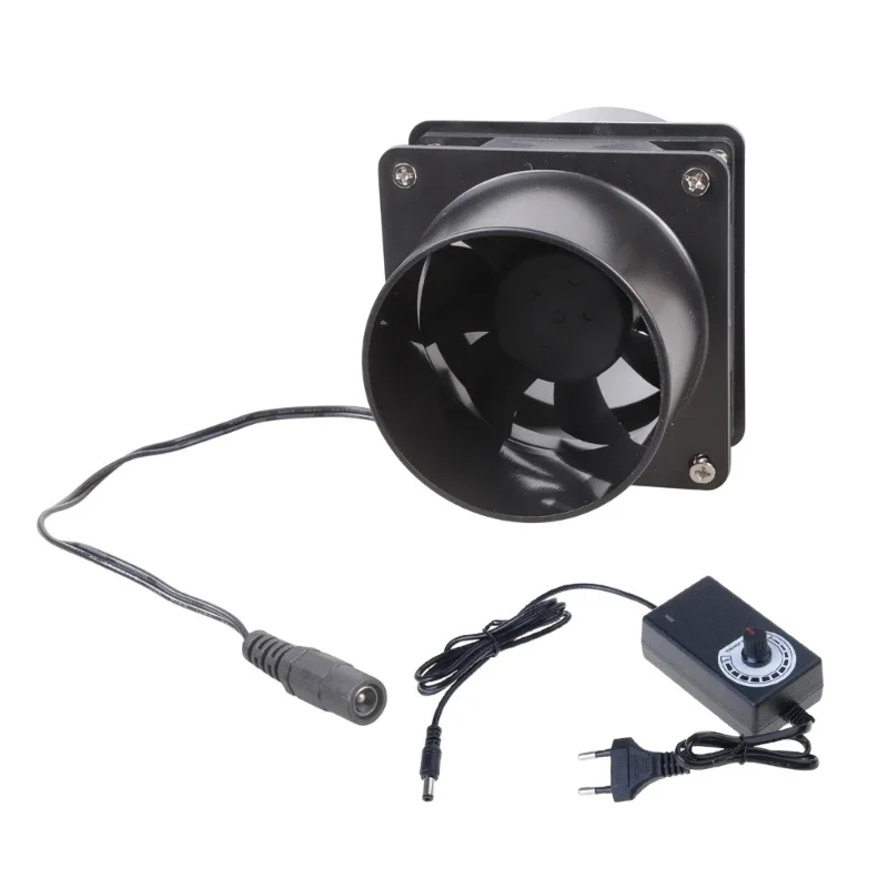 8cm Duct Fan Powerful Inline Extractor Fan 12V 0.4A Duct Blower Indoor Air Exhaust Fan with Speed Control For Work 37JD