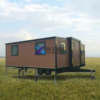 Ready To Ship Home 2 Bedroom Prefabricated Mobile 20ft Expandable Tiny House on Wheels Trailer Slide Outs