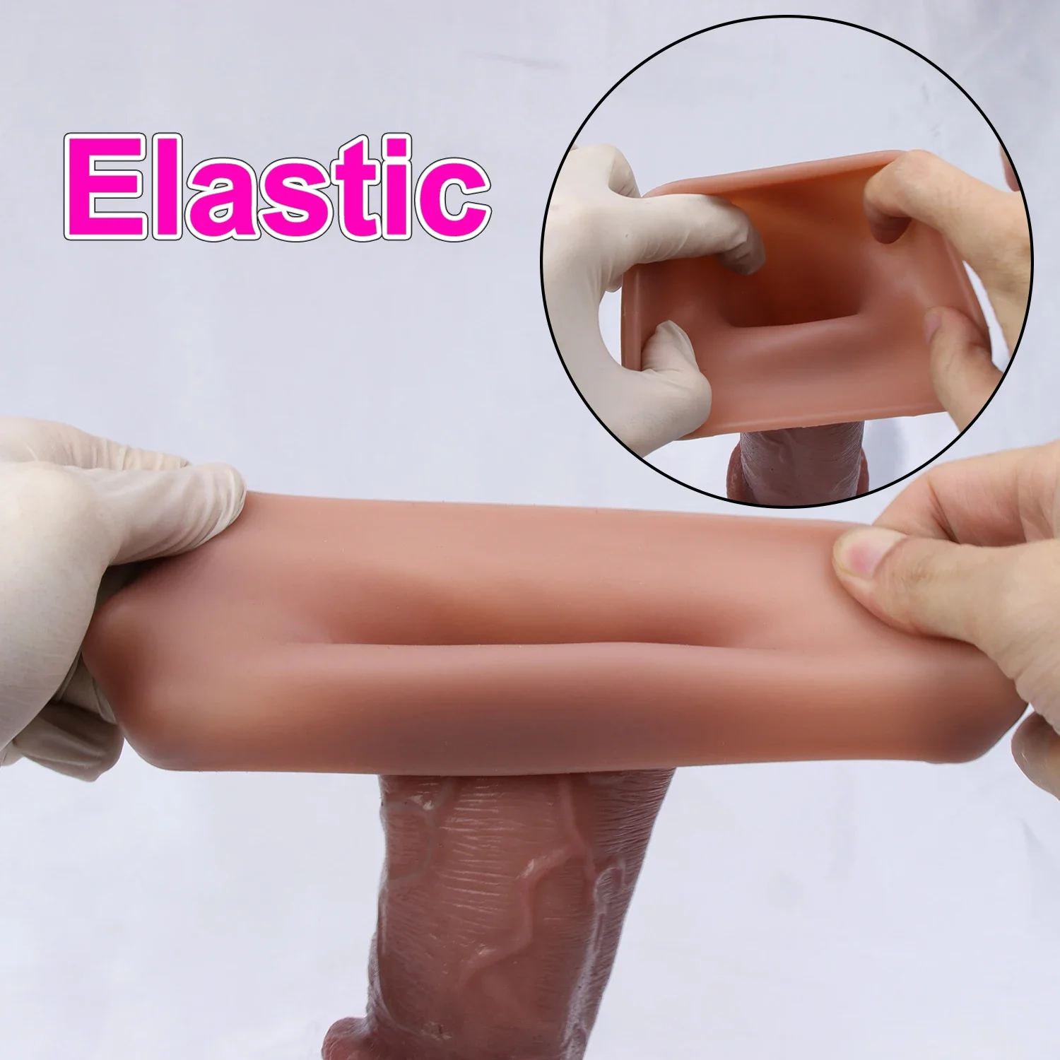 Soft Realistic Enlarger Penis Dildo Sleeve Man Delayed Ejaculation Extend Large Cock Condom Sex Toy Reusable Silicone Bold Dick