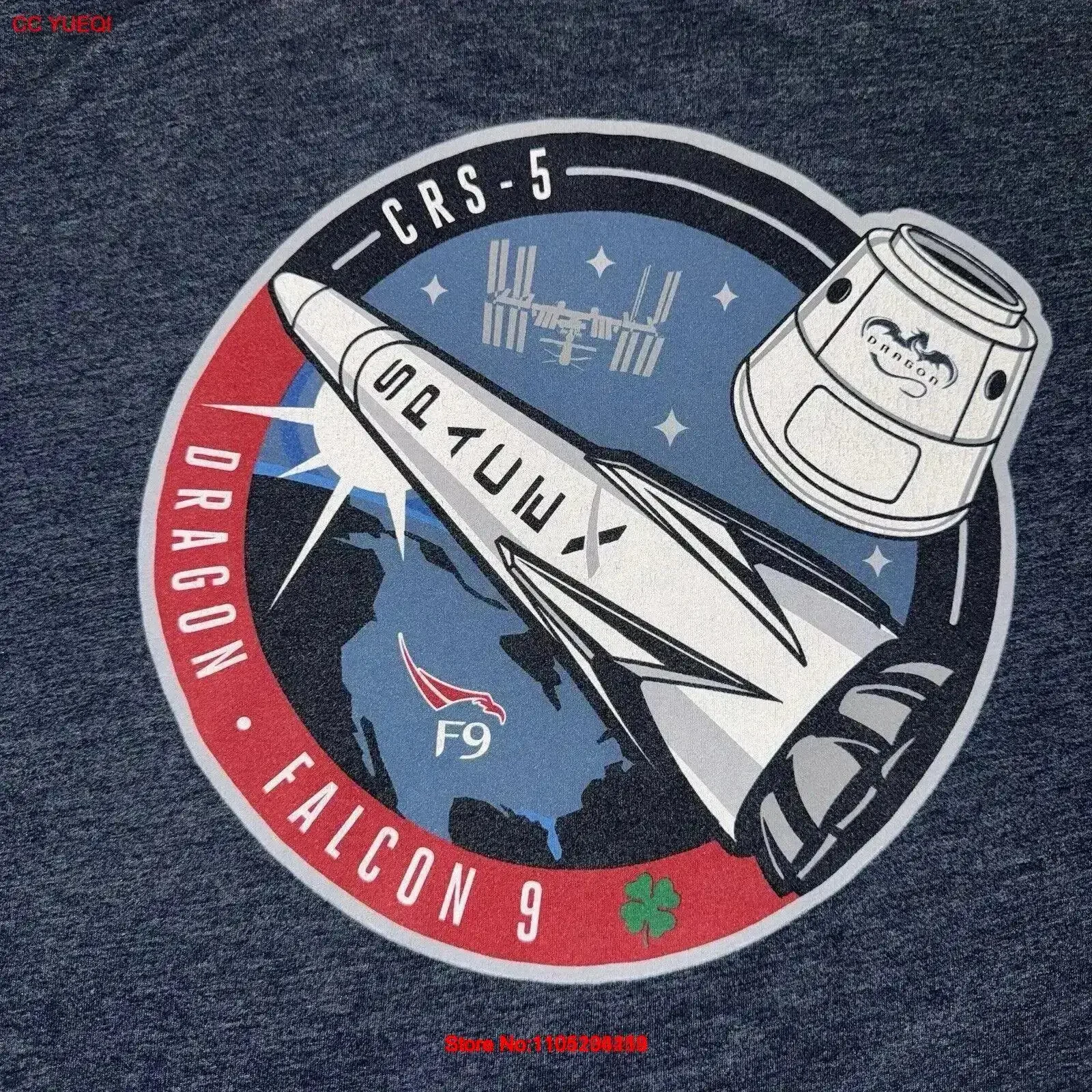 Rare SpaceX Falcon 9 CRS 5 Dragon F9 Elon Musk Navy Blue Launch T Shirt Mens XL vintage Washed fashion Top For Everyday Wear