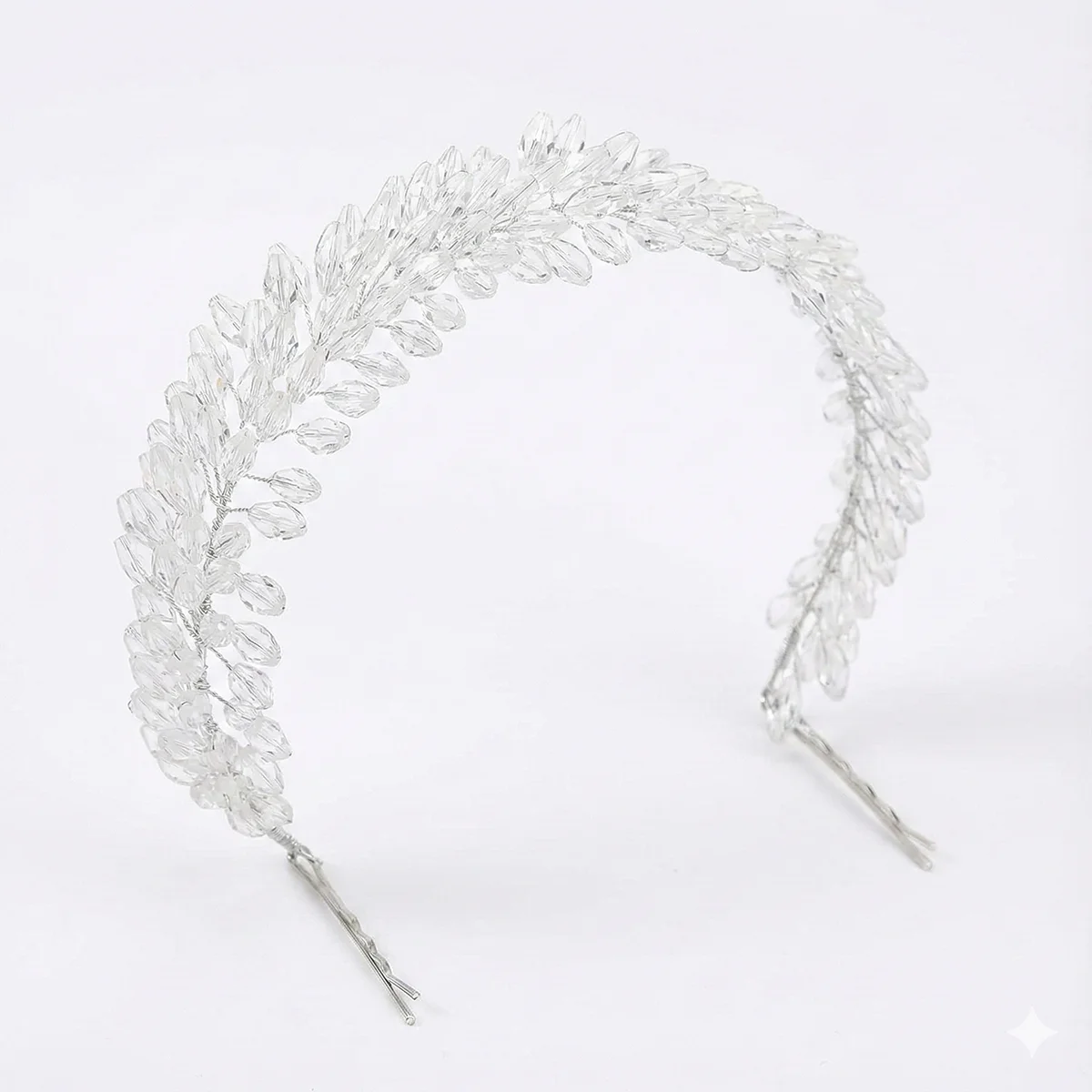 Handmade Silver Crystal Hair Vine for Wedding Bridal Headband Wheat Leaf Hair Accessories for Women Prom Party Tiara Jewelry image 3
