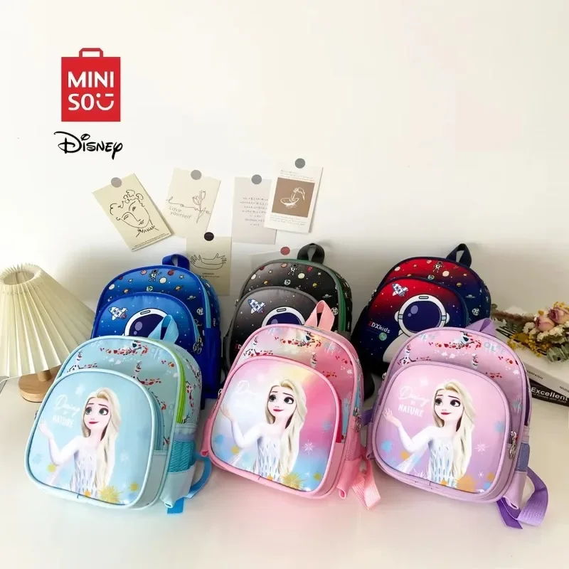 MINISO Disney Frozen Elsa Princess Cute Cartoon Girls School Backpack Casual Fashion Large Capacity Waterproof Dual-Shoulder Bag