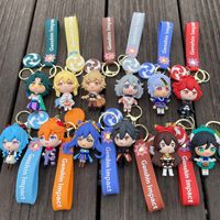 Kawaii Genshin Impact Keychain Toys Kawaii Hu Tao Xiao Ganyu Keqing Barbatos Keyrings Backpack Pendant Ornament Kids Fans Gifts