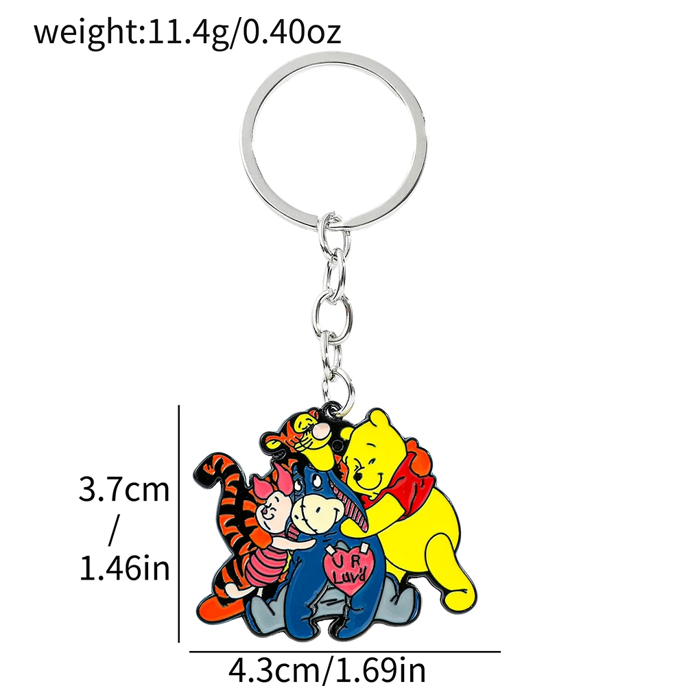 Disney Cartoon Cute Pooh Bear Piglet Keychain Tigger Eeyore Keyrings For Friends Backpack Pendant Gifts