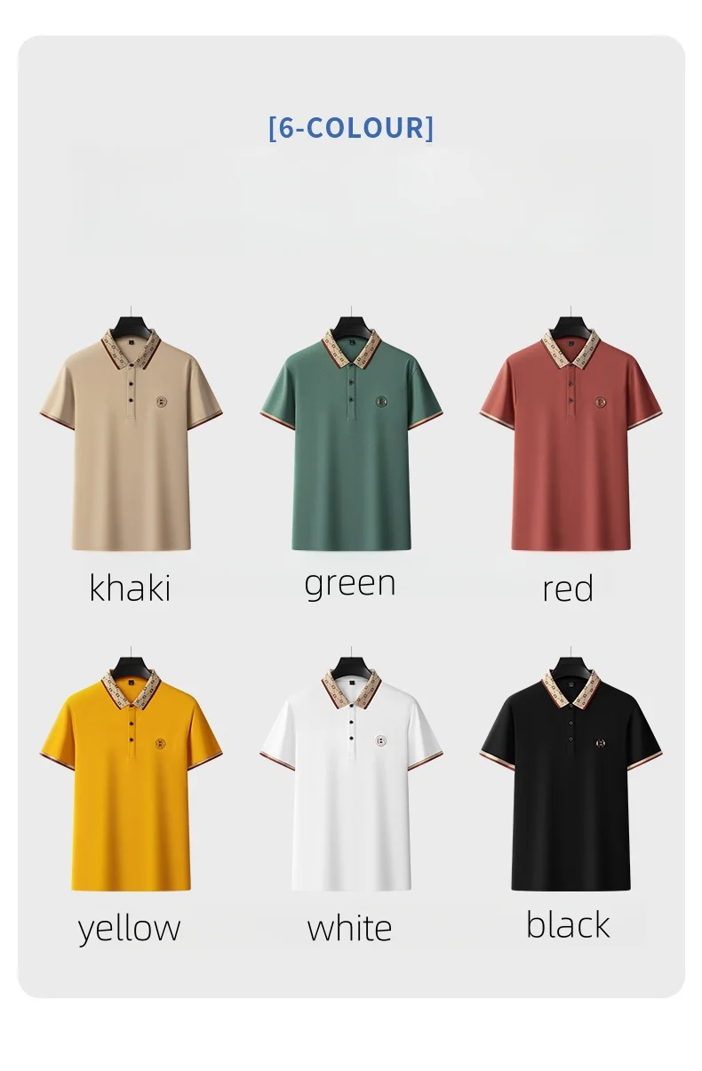 Hochwertiges Marken-Poloshirt mit kurzen Ärmeln, modisches Buchstabenprägungsdesign, Revers-T-Shirt, Sommer-Baumwoll-T-Shirt, atmungsaktiv, lässige Herrenbekleidung – Detail 5