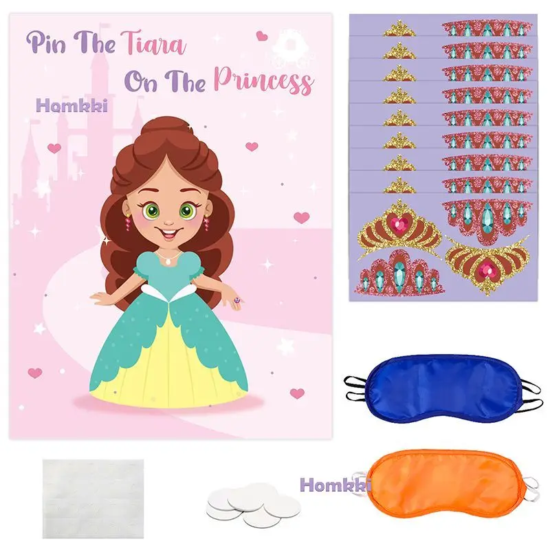 Pin The Tail On The Princess Game For Children Kids Birthday Party Decoration Girls Cosplay Games Supplies Photo Props Banner