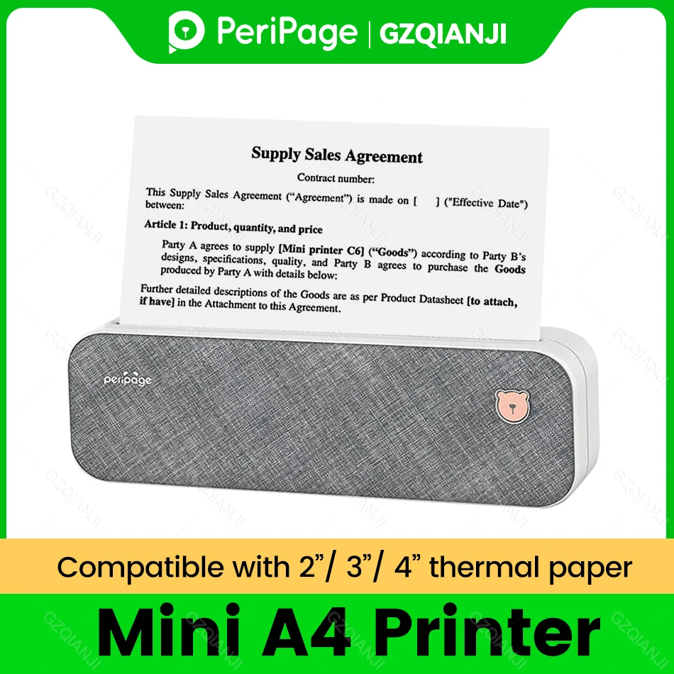 

A4 Printer Wireless Portable Thermal Printer Photo PDF Document Bluetooth Printer with Papers for Android IOS Mobile Printing