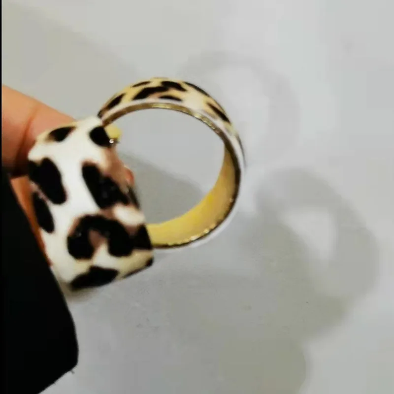 Korean Personality Resin Acrylic Hoop Earrings For Women New Fashion Leopard Print Earring Vacation Jewelry Daily Wearing Party