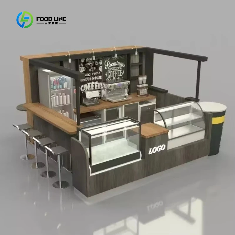 2026 New FL Customized Design Ice Cream Display Cabinets  Coffee Beverage Milk Tea Kiosk Dessert Glass Display Cabinet