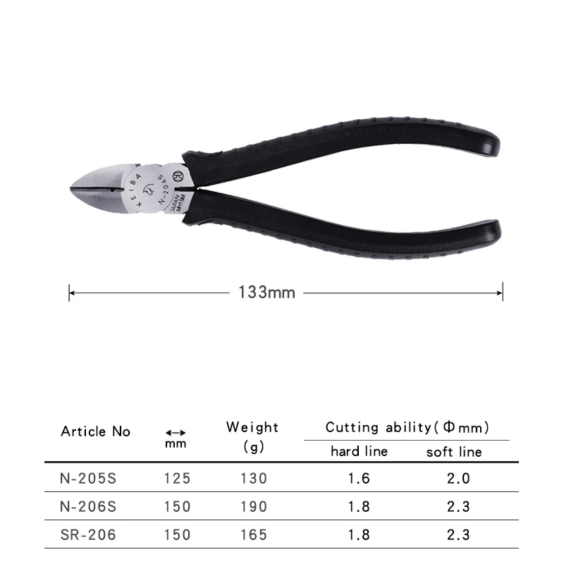 High Quality Japan KEIBA Diagonal Precision Diagonal Cutting Pliiers Wire Cutters NO.N-205S | 206S