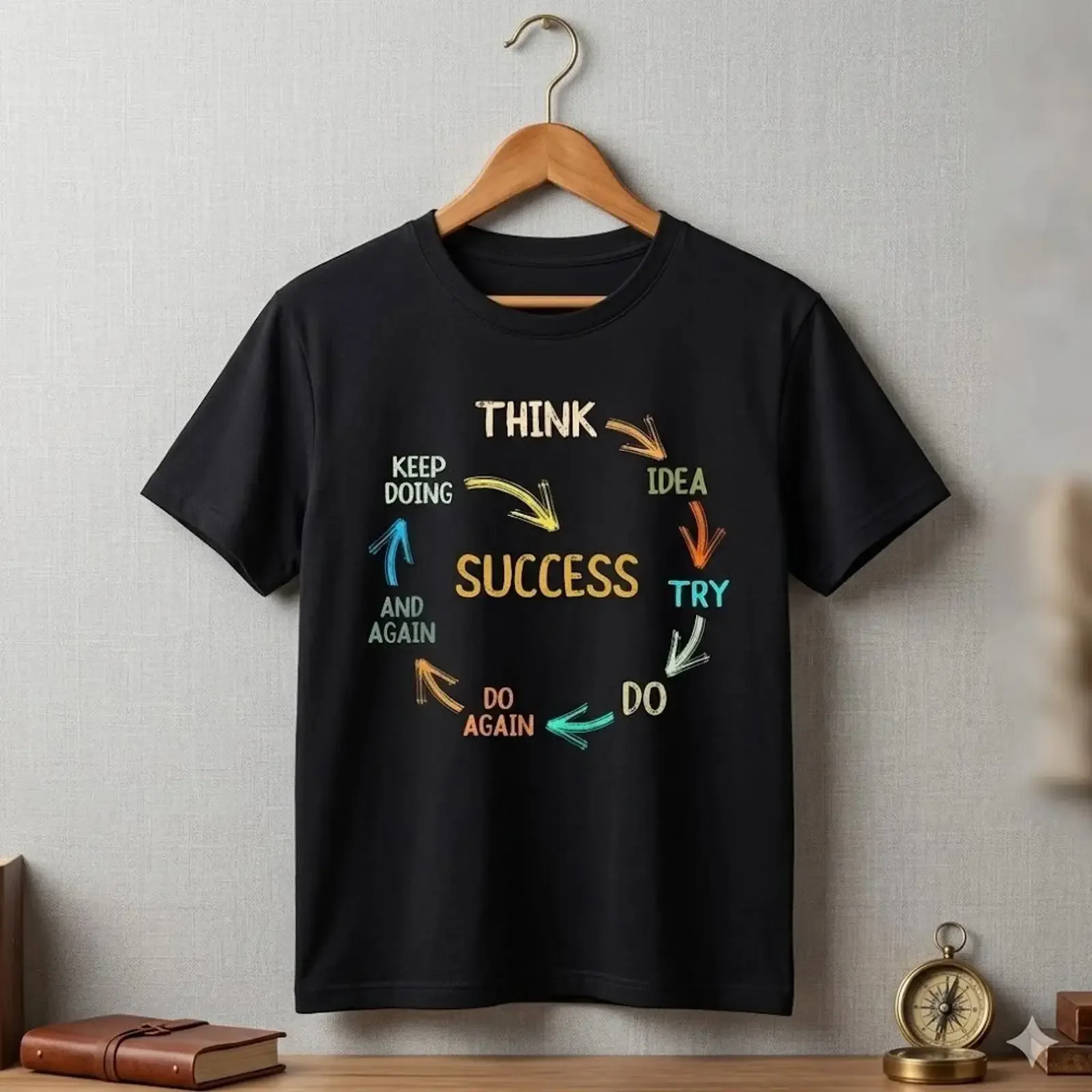 Success Mindset Motivational Quote Inspirational T Shirt H052 vintage Washed designer clothes streetwear Soft Breathable Unisex