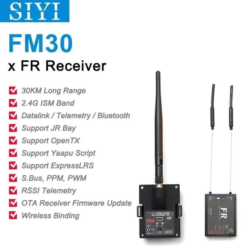 SIYI FM30 transmisor de módulo de Radio de largo alcance Datalink telemetría Bluetooth Mini receptor OpenTX ExpressLRS 2,4G 30KM RC avión