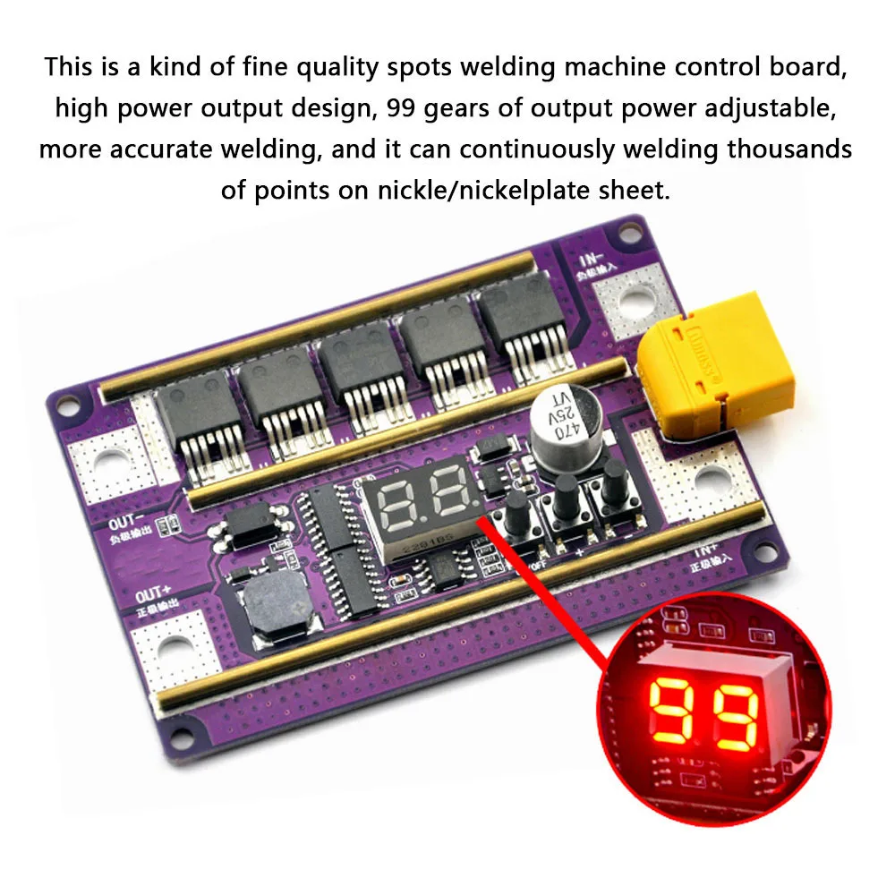 12V Spot Welder DIY Kit 99 Gears of Power Adjustable Spots Welding Control Board for 18650 Battery 0.05-0.3mm Nickel Sheet