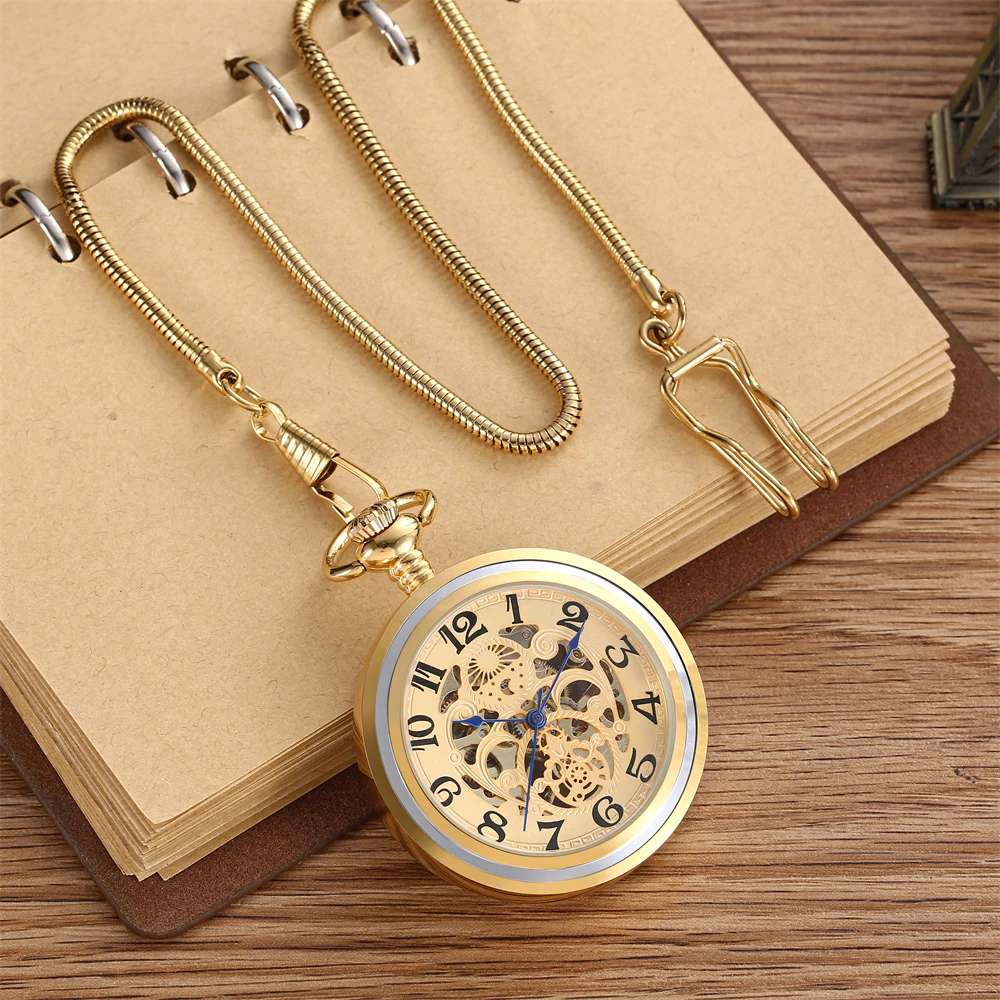 New retro classic pocket watch hollowed out luminous no flip cover pendant waist chain semi-automatic mechanical pocket watch