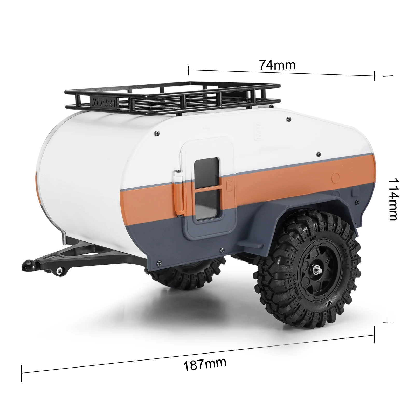 INJORA Scale Teardrop Trailer with Hitch for 1/24 RC Crawler SCX24