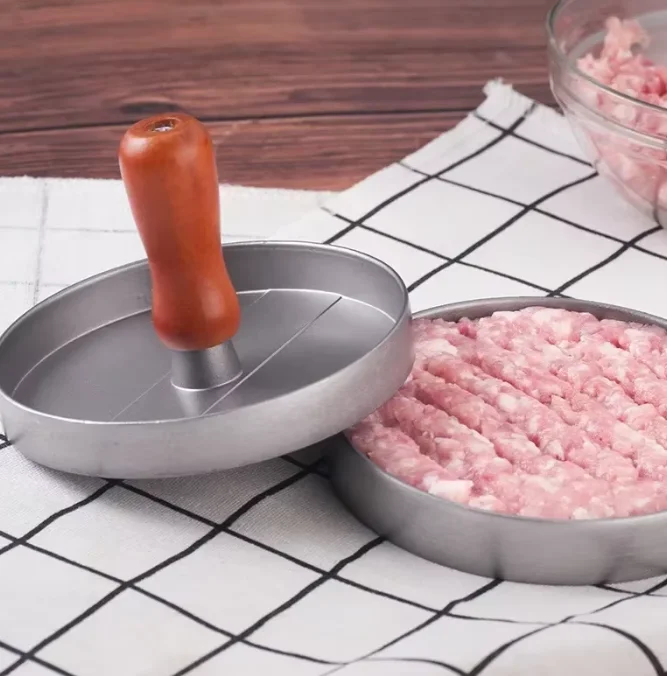 Non-Stick Burger Press Hamburger Patty Maker Aluminum BBQ Grill Patty Maker with Wax Paper for Kitchen