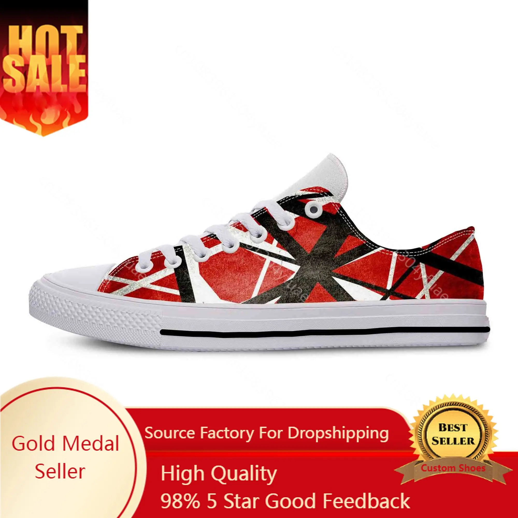 Hot EVH 5150 Stripe Guitar Heavy Metal Rock Music Board Shoes Lightweight Men Women Sneakers Breathable Low Top Casual Shoes