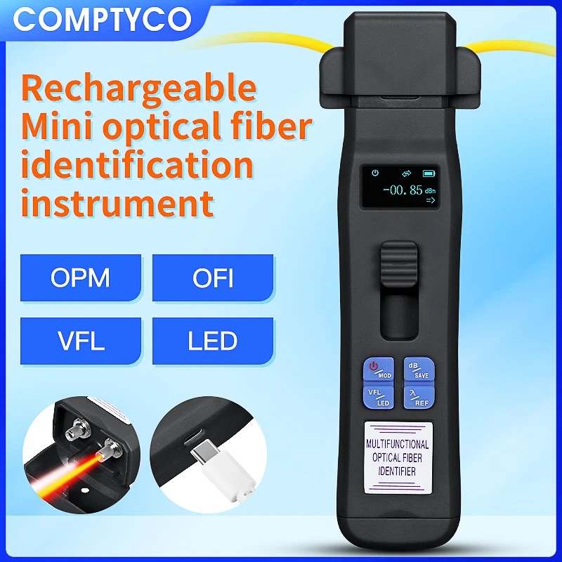 COMPTYCO AUA-C607/605 Rechargeable Optical Fiber Identifier Live Fiber Identifier Detector Fiber Optic Testing Tool With VFL OPM