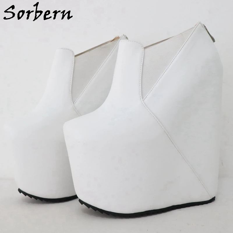 Sorbern الأسود منصة أسافين أحذية النساء الكاحل عالية السيدات الجوارب أحذية منصة المرأة الكعوب المدرج أحذية للنساء 2020 #6