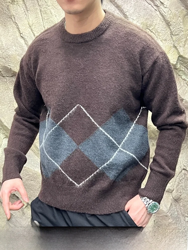 

Модный дышащий вязаный свитер унисекс для мужчин и женщин, осенне-зимний сезон, универсальный, трендовый, с длинными рукавами, круглым вырезом