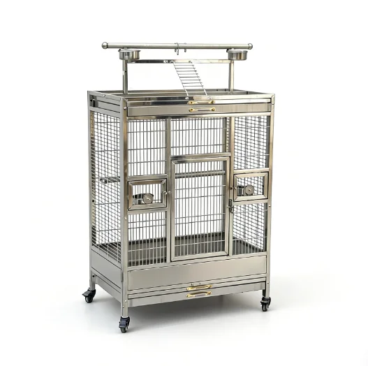 Luxury Stainless Steel Bird Cages Outdoor and Indoor Budgie Canary Houses with Button Closure Boxed