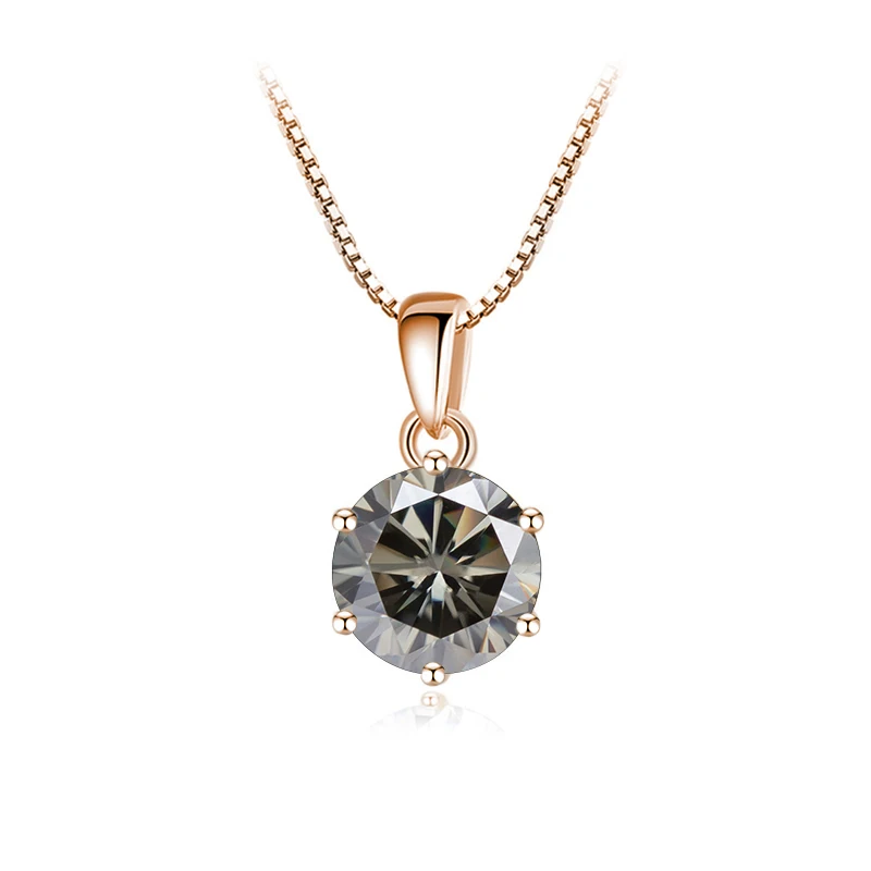 Butterflykiss 6.5mm 1.0 Carat D Moissanite Necklaces Rose Gold Plated Pendant Original Real S925 Silver Chain Jewelry For Women