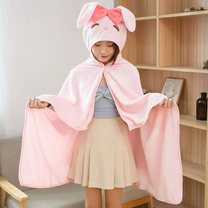 Lazy Style Cloak Blanket Cute Nap Shawl Nap Blanket Cape Office Cartoon Blanket Flannel Warm Adult Children