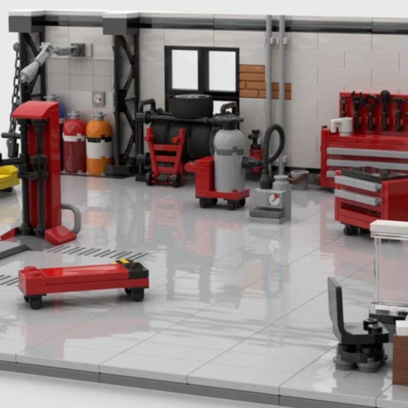 Street View Model Moc Building Bricks Tuning Garage With Accessories Technology Blocks Gifts  Toys DIY Sets AssemblyChristmas