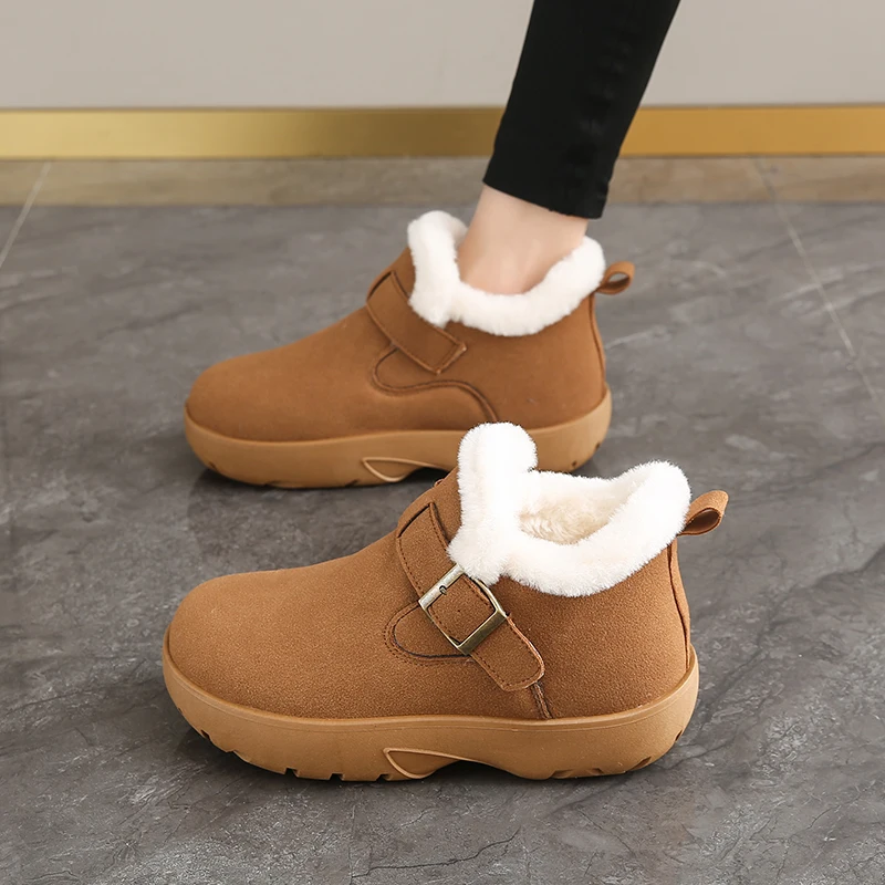 Retro Bean Boken Shoes for Women 2024 Winter New Style Lazy One Step Warm Thick Bottom with Velvet Cotton Shoes