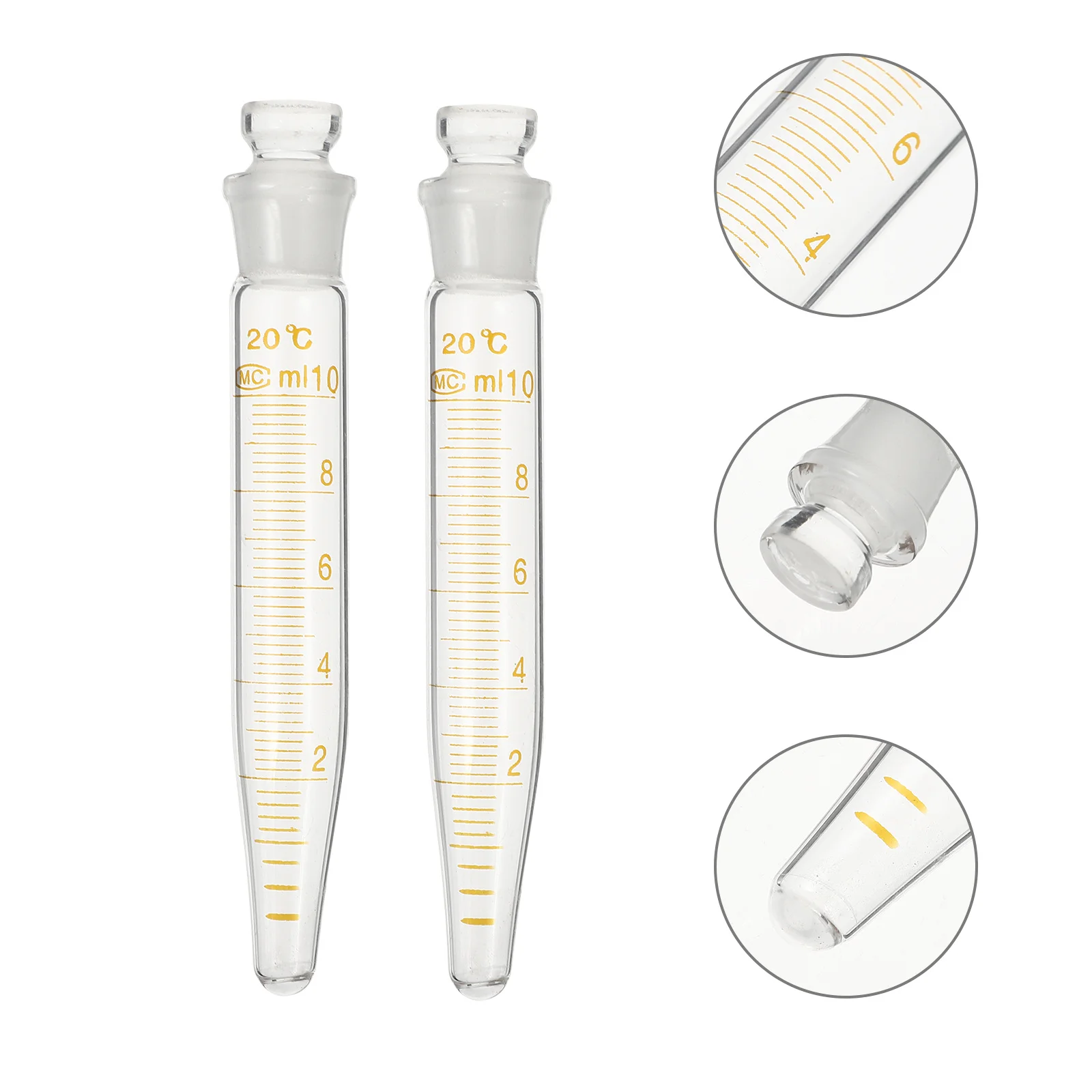 

2Pcs Glass Tubes 10ml Test Tubes Smooth Transparent Scale Laboratory Scientific Experiment Leakproof Cap