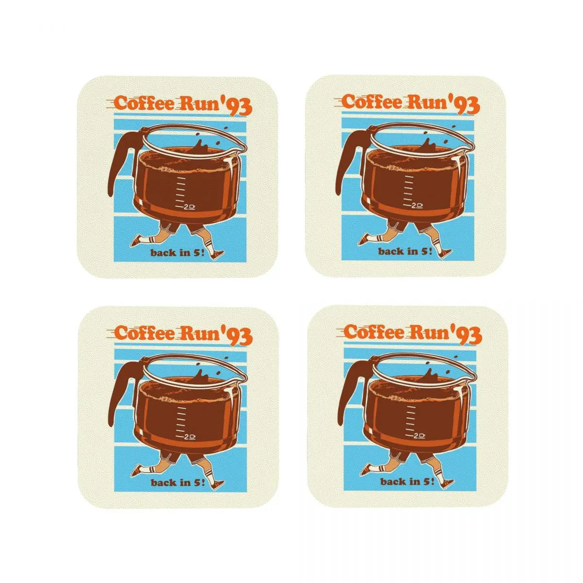 

Coffee Run '93 Coasters Kitchen Placemats Insulation Cup Coffee Mats For Decor Home Tableware Pads Set of 4