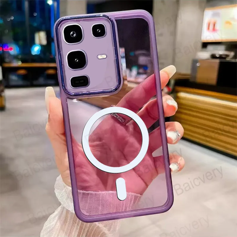 لهاتف انفينيكس نوت 50 برو 4G نوت 50 4G غطاء غلاف من السيليكون الشفاف الملون بالكامل مع ملصق مغناطيسي