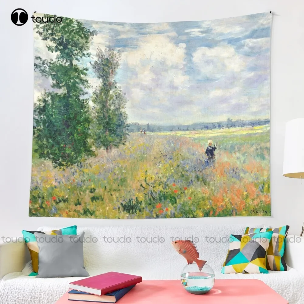 Poppy Fields Near Argenteuil By Claude Monet Tapestry Funny College Tapestry Blanket Tapestry Bedroom Bedspread Decoration