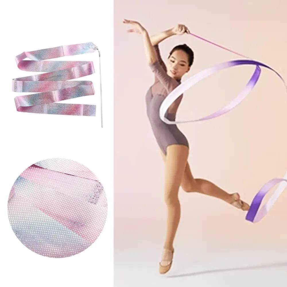 2M Kids Toys Rainbow Stick Kids Training Tool Gym Ribbons Dance Ribbon Twirling Rod Ballet Streamer