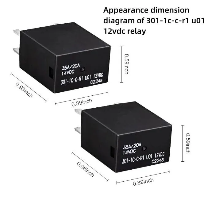 

4PCS 301-1C-C-R1 U01 12VDC Automotive Relays 5Pin 35A/20A For automotive relays
