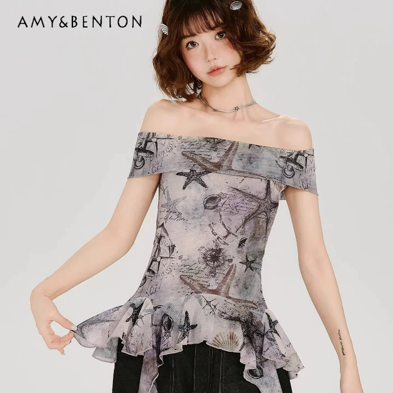 

Новинка лета 2026: Женская футболка с асимметричным вырезом на одно плечо, в американском ретро-стиле, приталенная, универсальная, с коротким рукавом